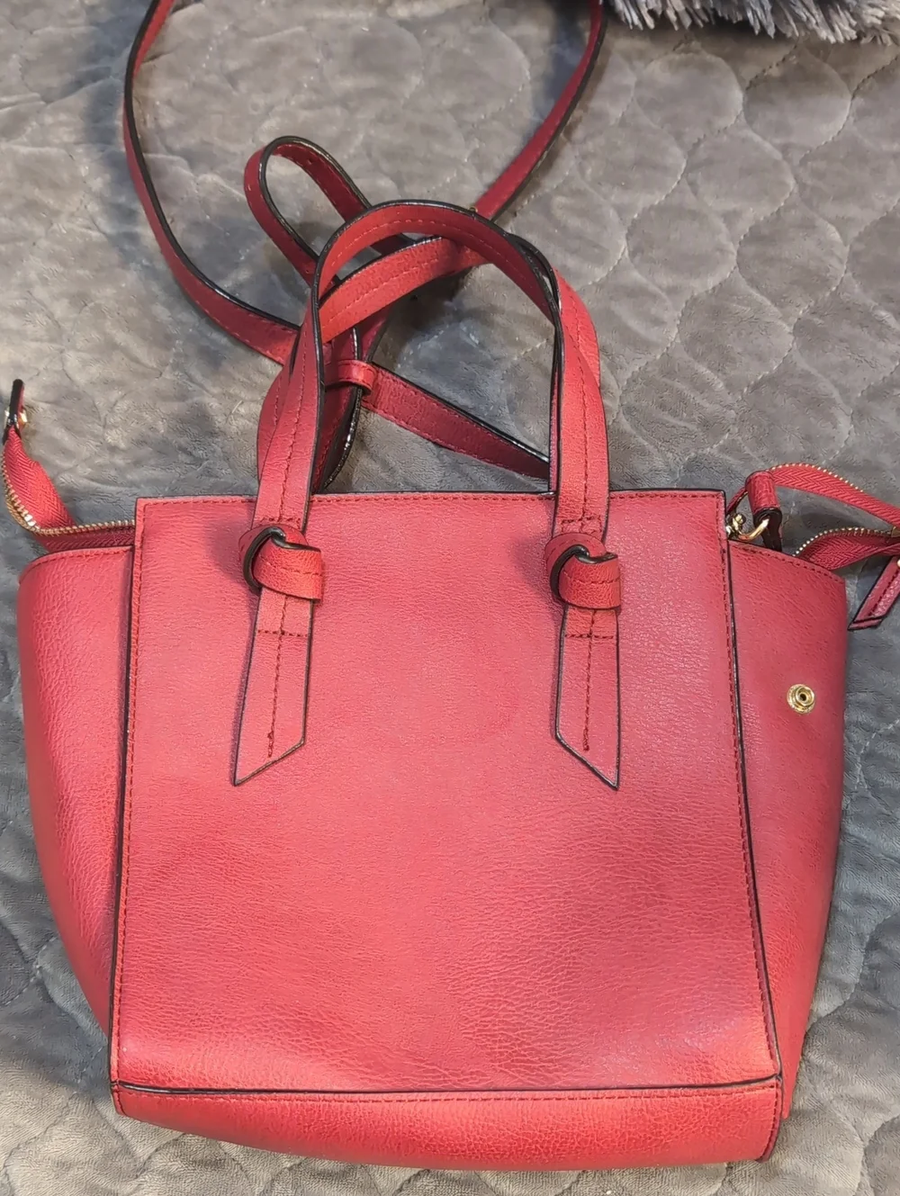 Gianni Bini Red Structured Leatherette Tote